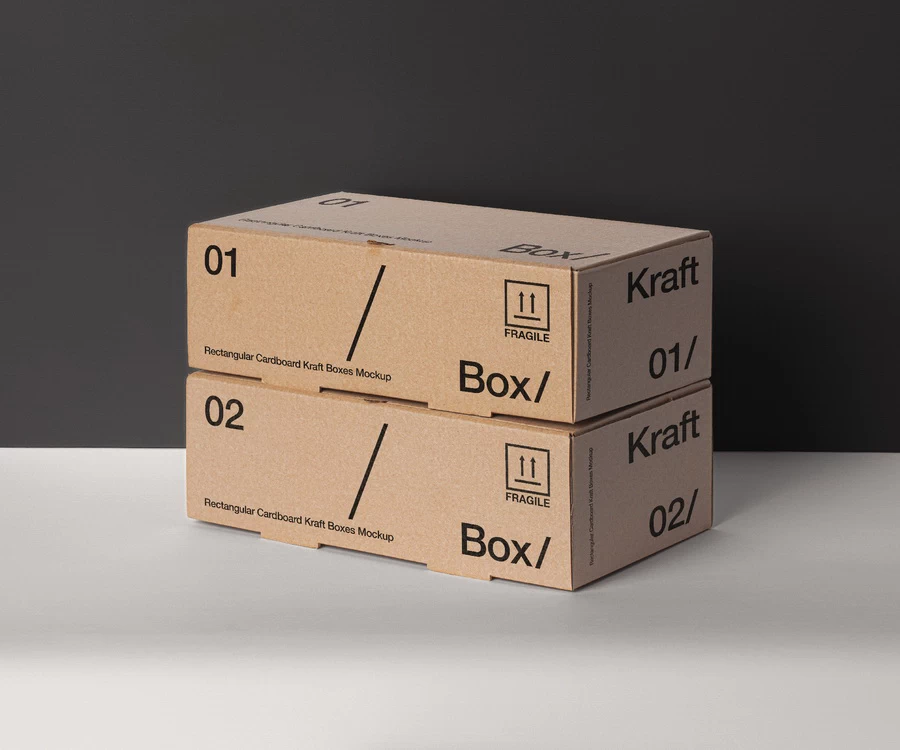 品牌多材质规格包装盒天地盒瓦楞纸盒纸箱鞋盒智能样机PSD素材【020】